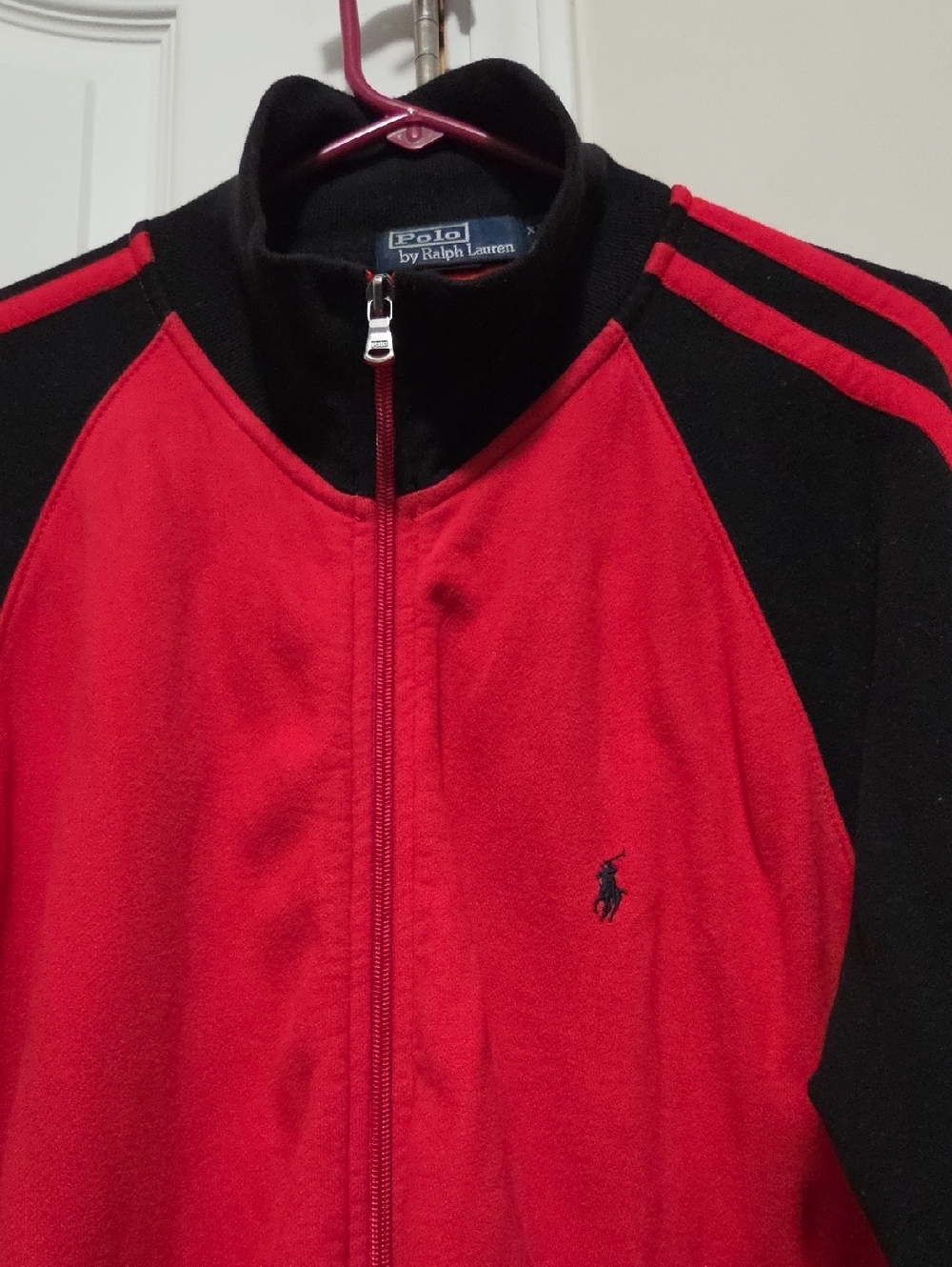 Polo by Ralph Lauren Red and Black Zip-Up Track Jacket